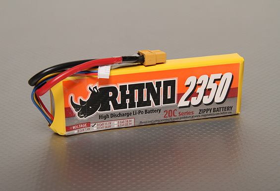 BATERIA RECARREGÁVEL LIPO 3S 11,1V 2350Mah 20C PLUG XT60 RHINO